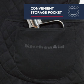 Storage pocket on KitchenAid tilt-head mixer cover keeps recipe cards handy.