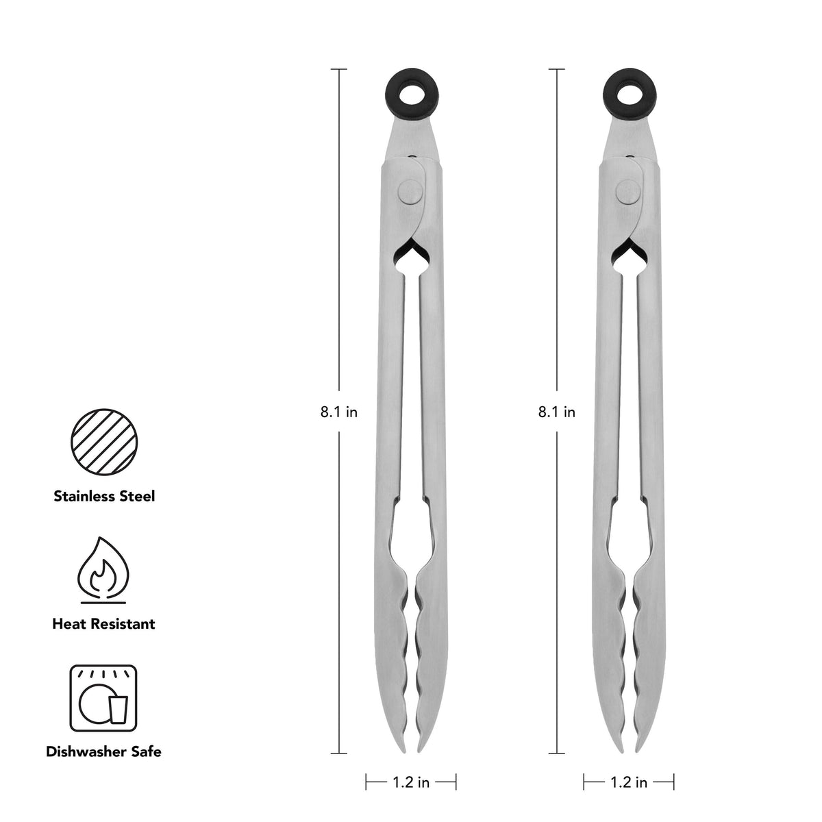 KitchenAid tongs with easy lock keep drawers neat and compact.