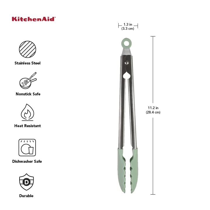 KitchenAid tongs with locking mechanism for secure drawer storage.