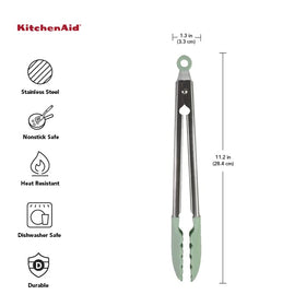 KitchenAid tongs with locking mechanism for secure drawer storage.