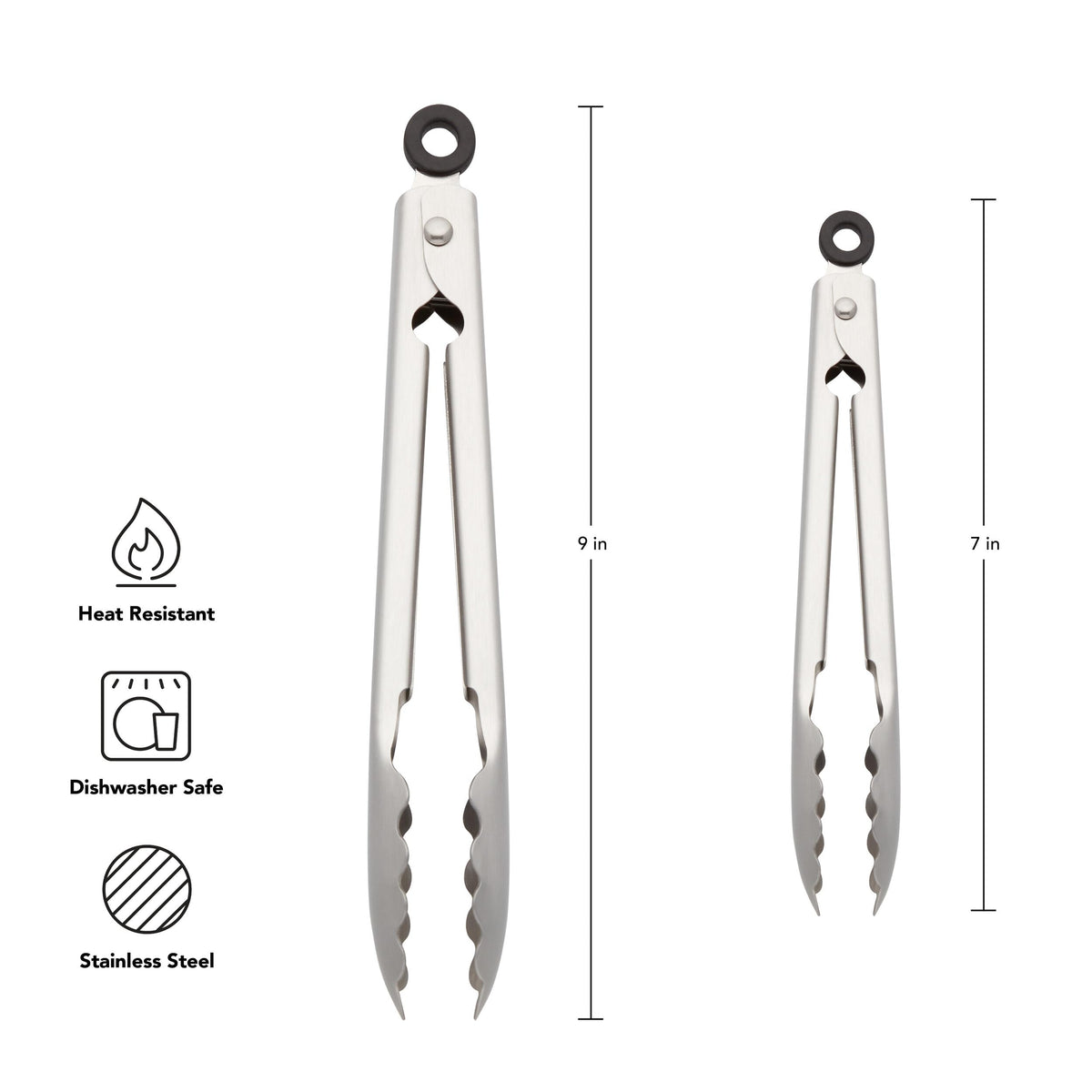 KitchenAid 9-inch tongs with scalloped edges for sturdy grip on larger servings