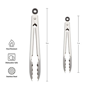 KitchenAid 9-inch tongs with scalloped edges for sturdy grip on larger servings