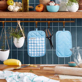 KitchenAid two-piece pot holder set blue velvet offering versatile heat protection