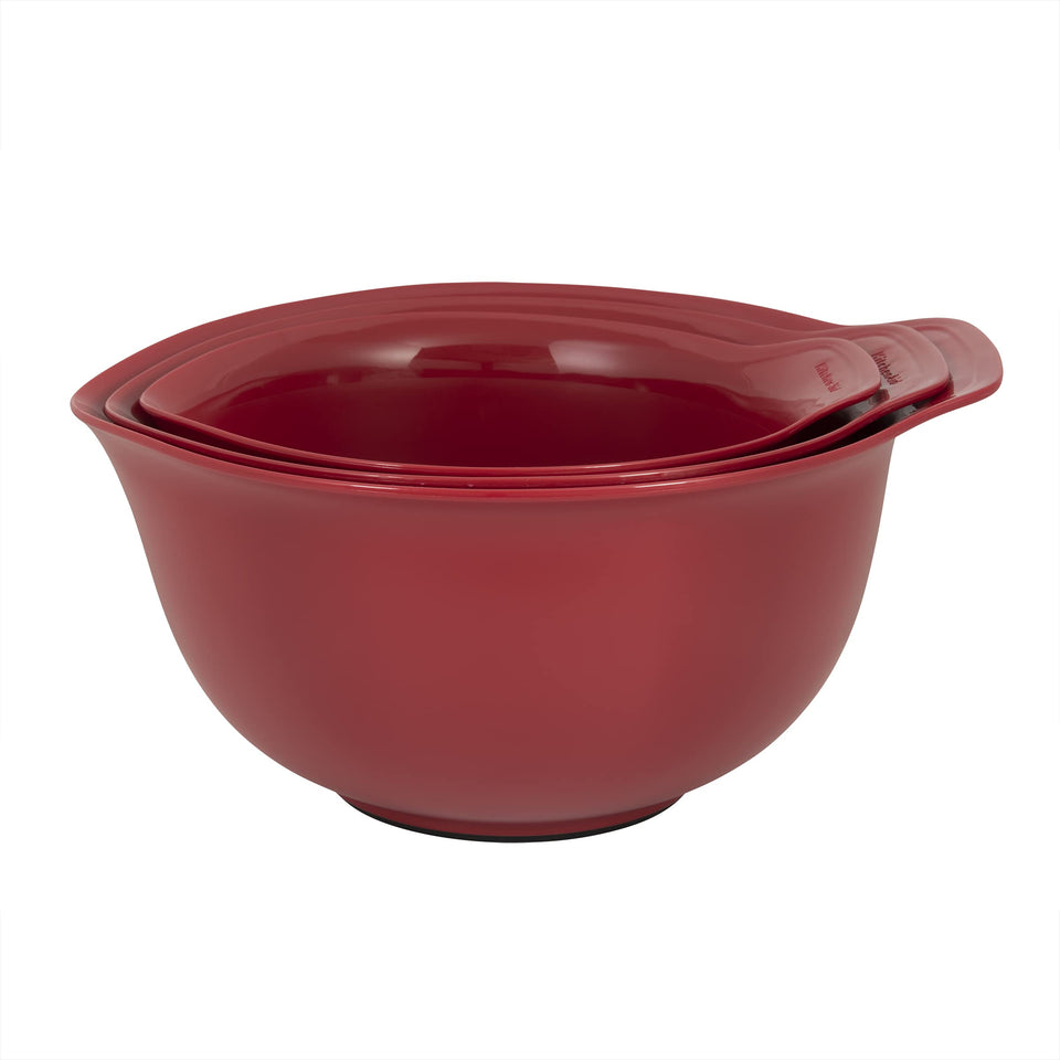 KitchenAid universal mixing bowls Empire Red, 2.5-quart with non-slip base for stable mixing.