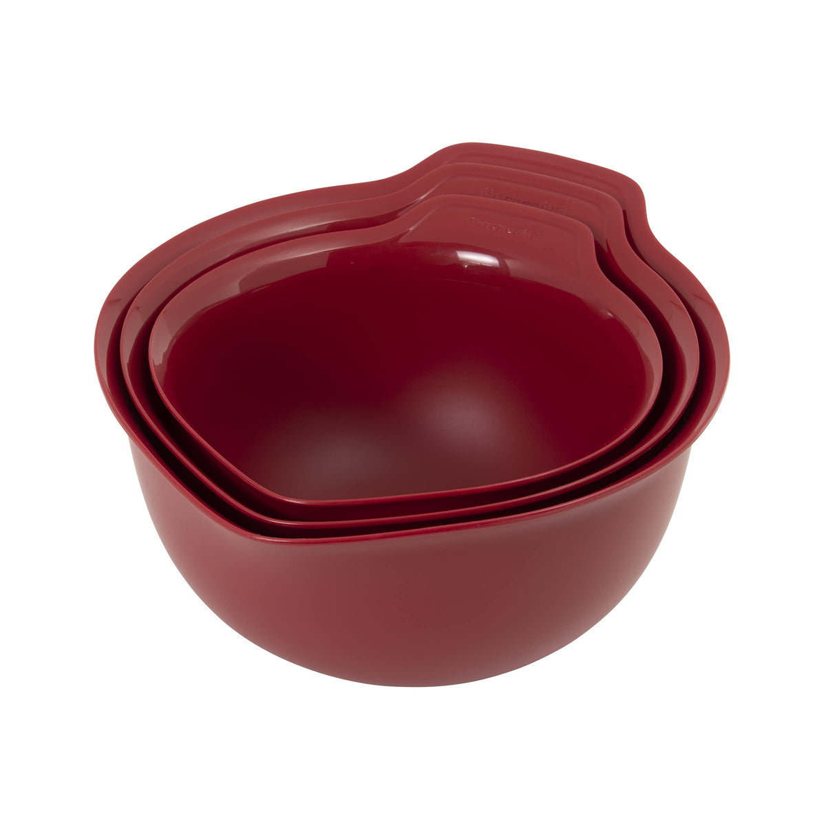 KitchenAid universal mixing bowls Empire Red, 3.5-quart with pour spout for easy transferring.
