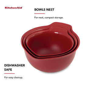 KitchenAid Empire Red mixing bowl shown with non-slip base for stability during use.