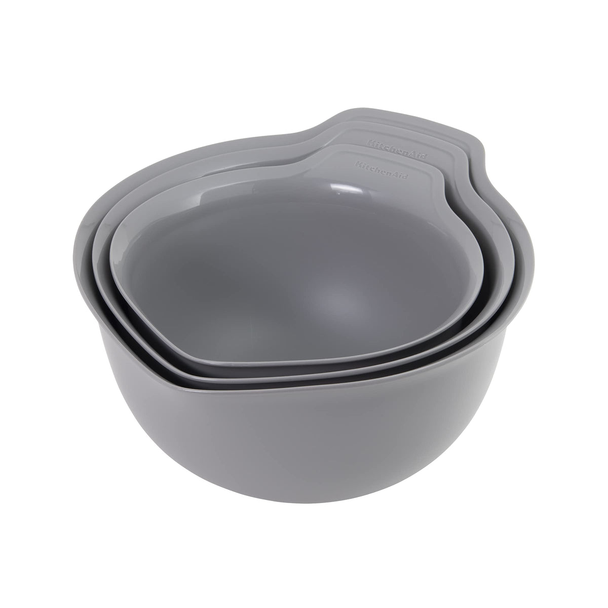 KitchenAid universal nesting bowls in gray, 3.5-quart size, designed for easy pouring