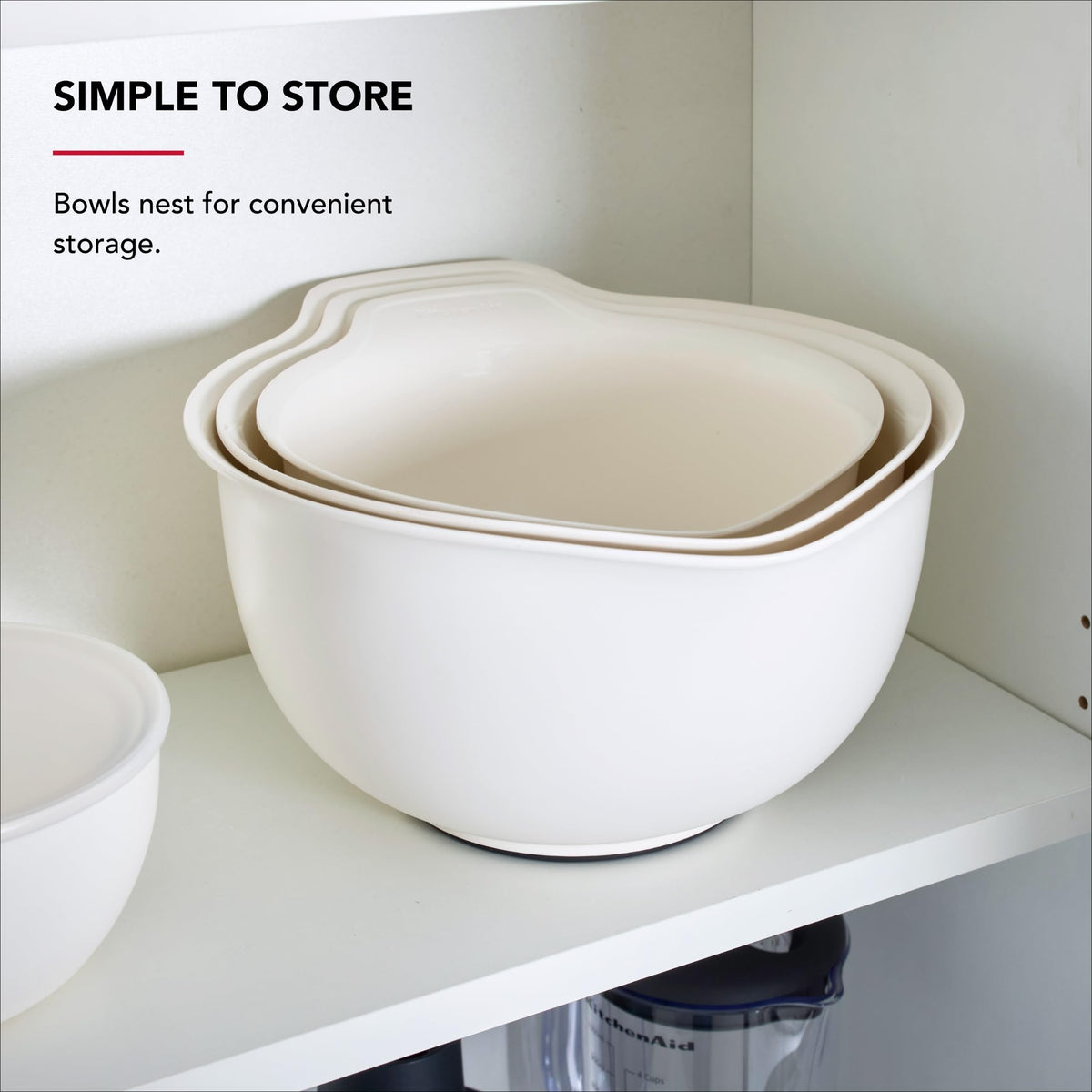 KitchenAid nesting storage design makes cabinet organization simpler.
