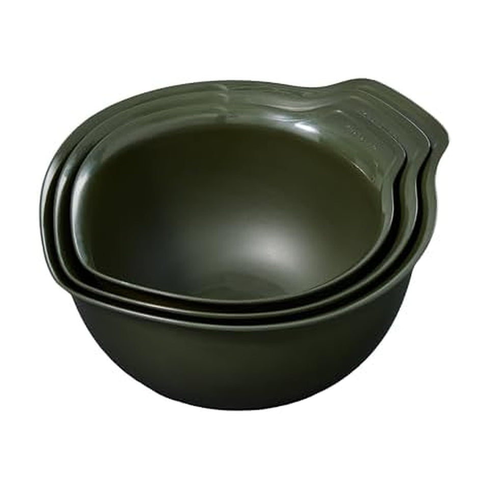 KitchenAid universal nesting bowls in evergreen with pour spouts for easy transfers
