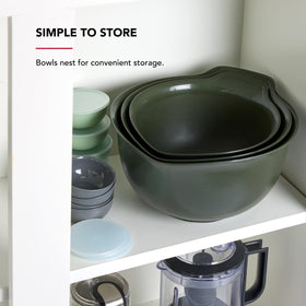 KitchenAid bowls nested together for compact storage