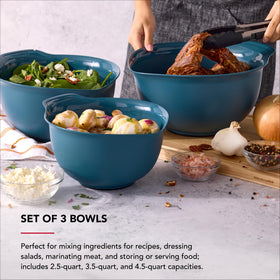 KitchenAid universal nesting bowls in use with large mixing tasks.