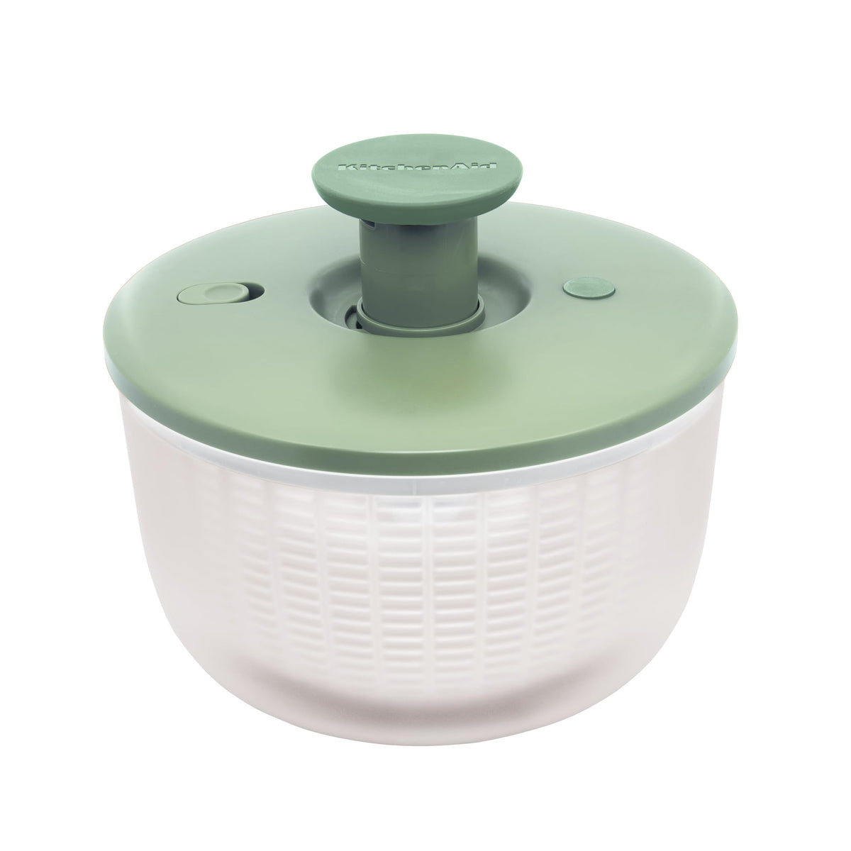 Pistachio KitchenAid spinner with non-slip base stabilizes on counters