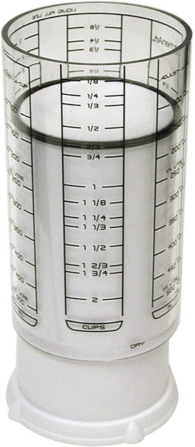 KitchenArt 23401 Adjust-A-Cup outer shell demonstrates space-saving storage in a cluttered kitchen