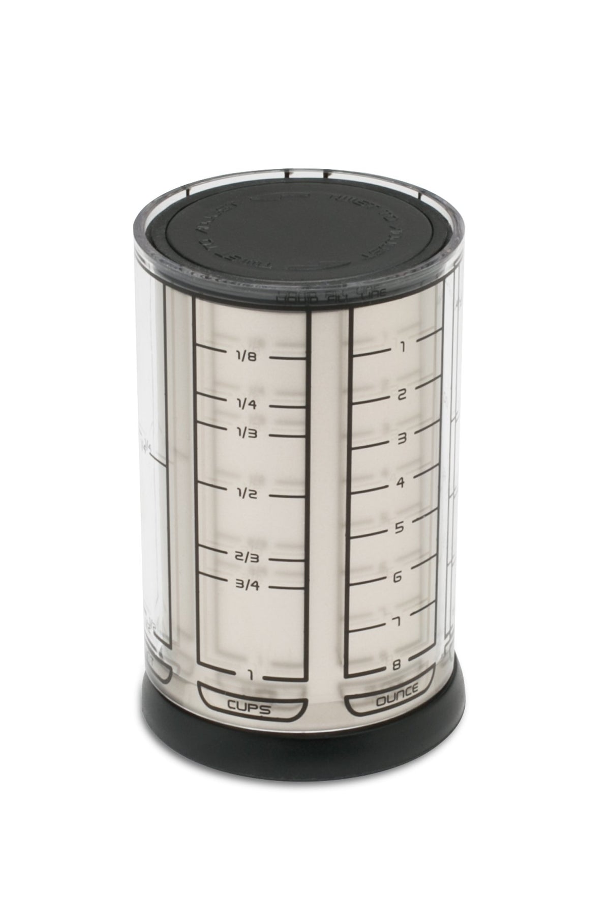 KitchenArt Pro adjustable cup with metric and standard measurements for liquids and dry ingredients.