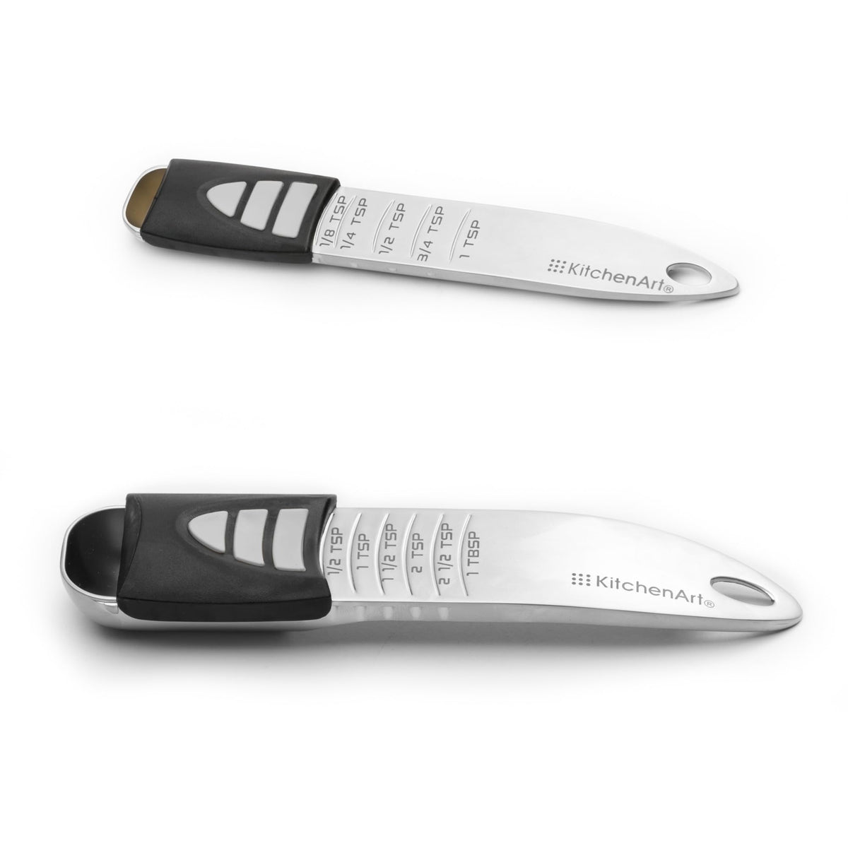 KitchenArt Stainless Steel Pro Adjust-A-Tablespoon with slider for precise cooking measurements.