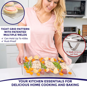 Kitchenatrics rack shown as dishwasher-safe for easy cleaning after use.
