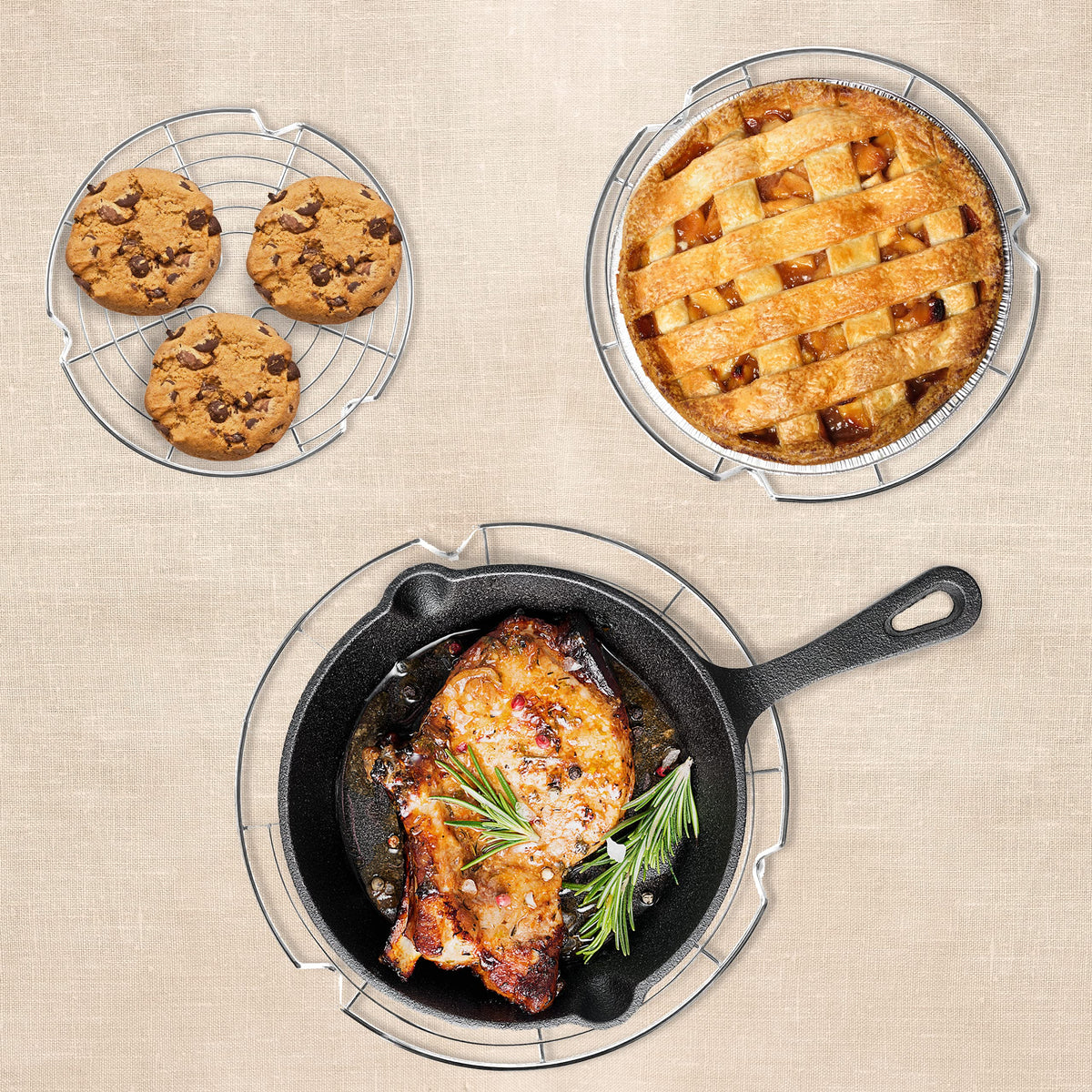 Kitchenatics round cooling rack 10.5-inch suitable for large roasts and trays
