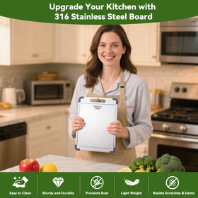 KitchenBlise board with anti-slip corners ensures stable chopping during prep