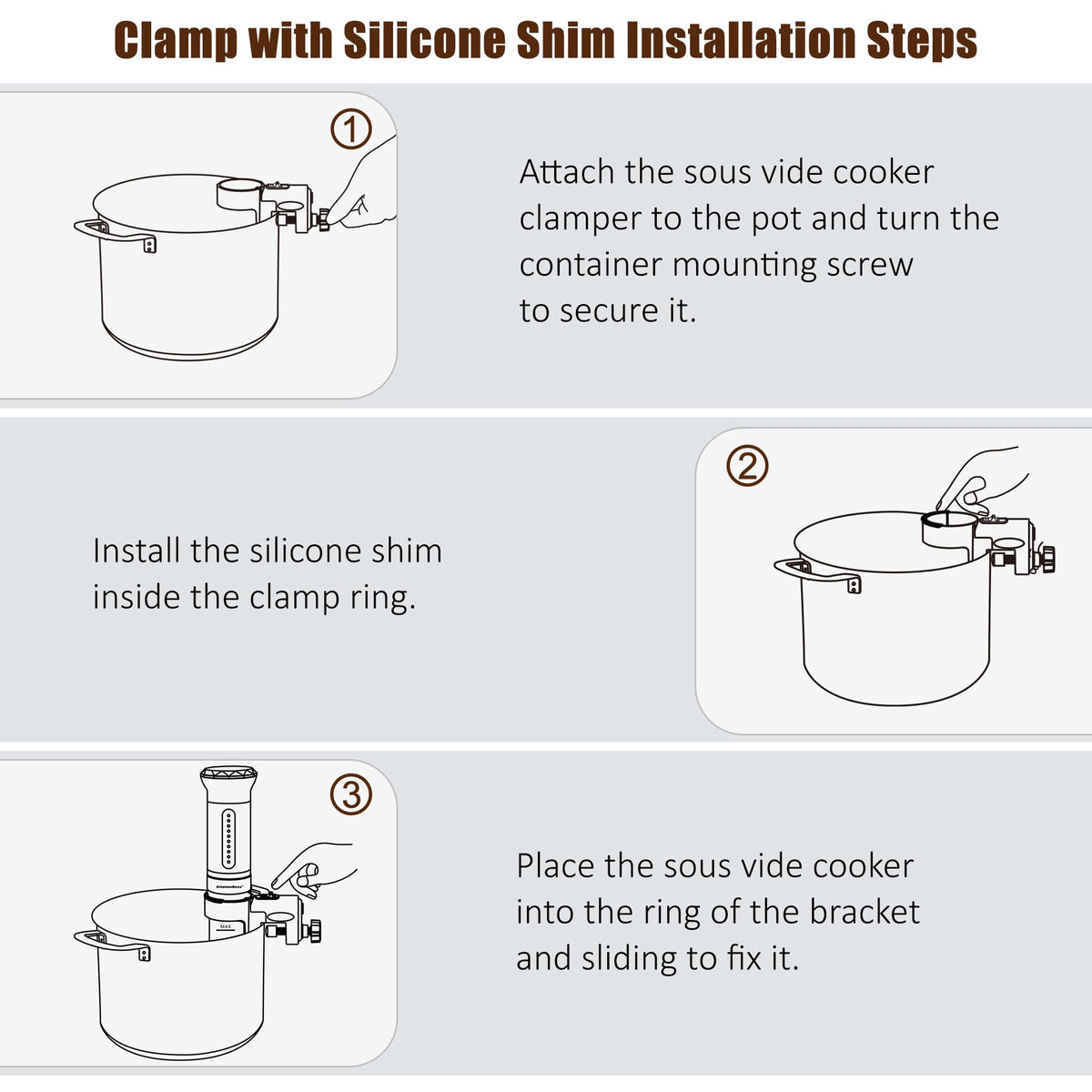 KitchenBoss BK300B adjustable clamp keeps cooks steady.