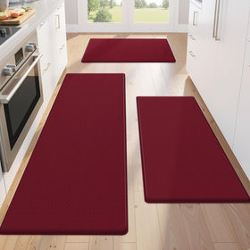 KitchenClouds 3-piece kitchen mats on floor offering anti-fatigue comfort.