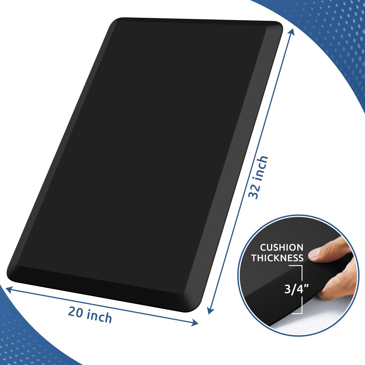 KitchenClouds anti-fatigue mat bottom features a non-slip diamond grip for secure standing.