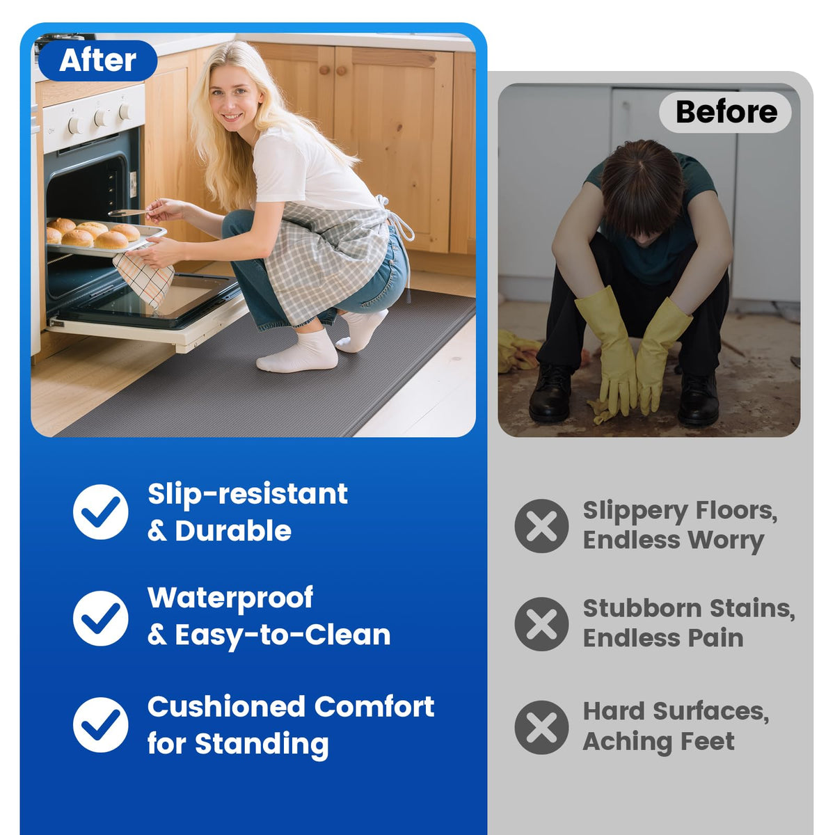 KitchenClouds care tips and unfolding guide helps you set the mat neatly.