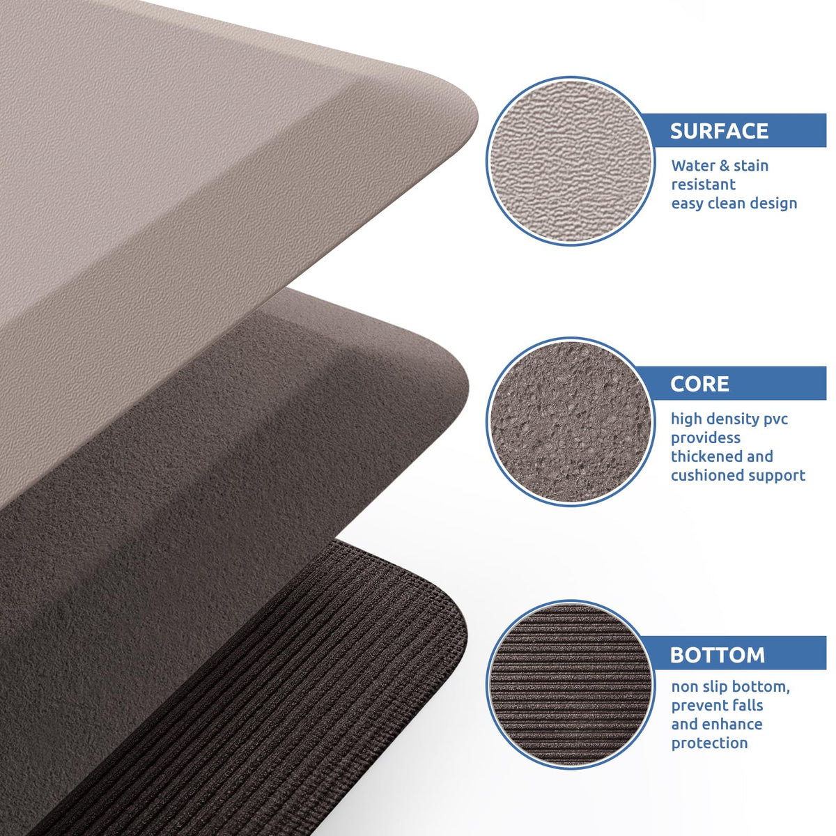 KitchenClouds khaki 17-3x28 kitchen mat blends with any decor