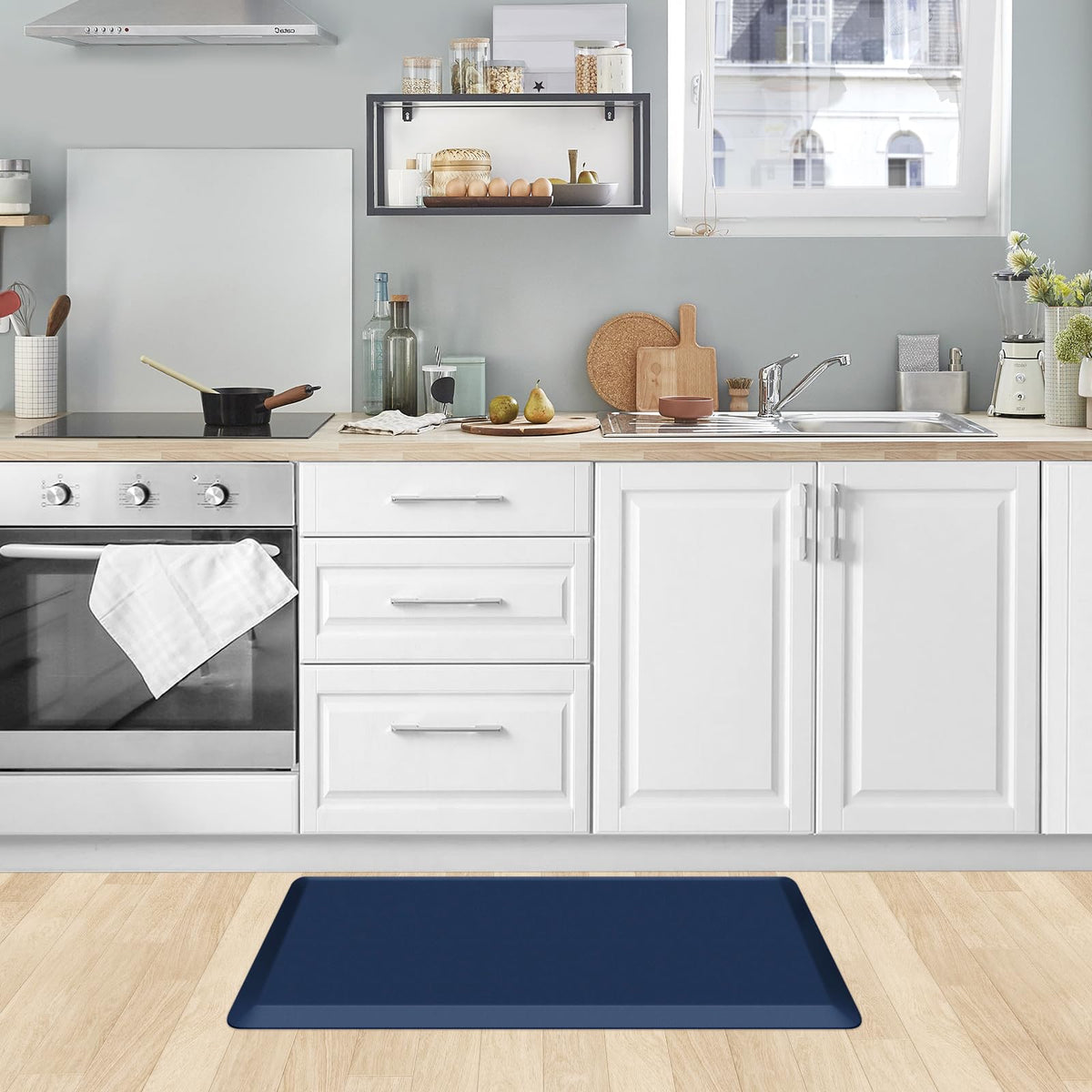 Versatile KitchenClouds mat suitable for office desks and standing workstations.
