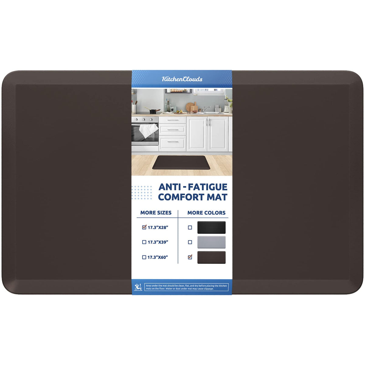 KitchenClouds kitchen mat anti-fatigue foam provides comfortable standing support in the kitchen.