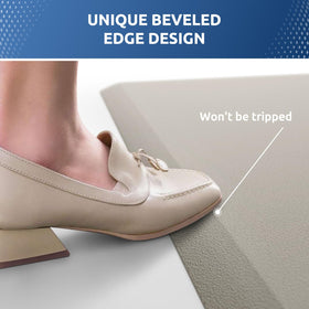 KitchenClouds Kitchen Mat bevel edge helps reduce tripping on floors.