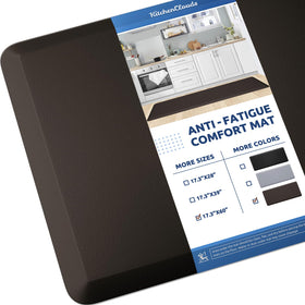KitchenClouds cushioned anti-fatigue kitchen mat for comfortable standing during cooking.