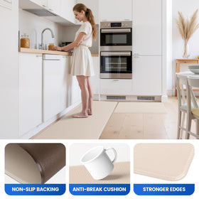 KitchenClouds anti-fatigue cushion reduces leg fatigue during extended prep work.