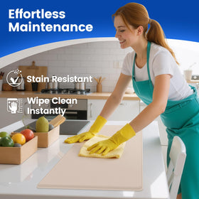 KitchenClouds easy-clean surface wipes clean with a damp cloth.