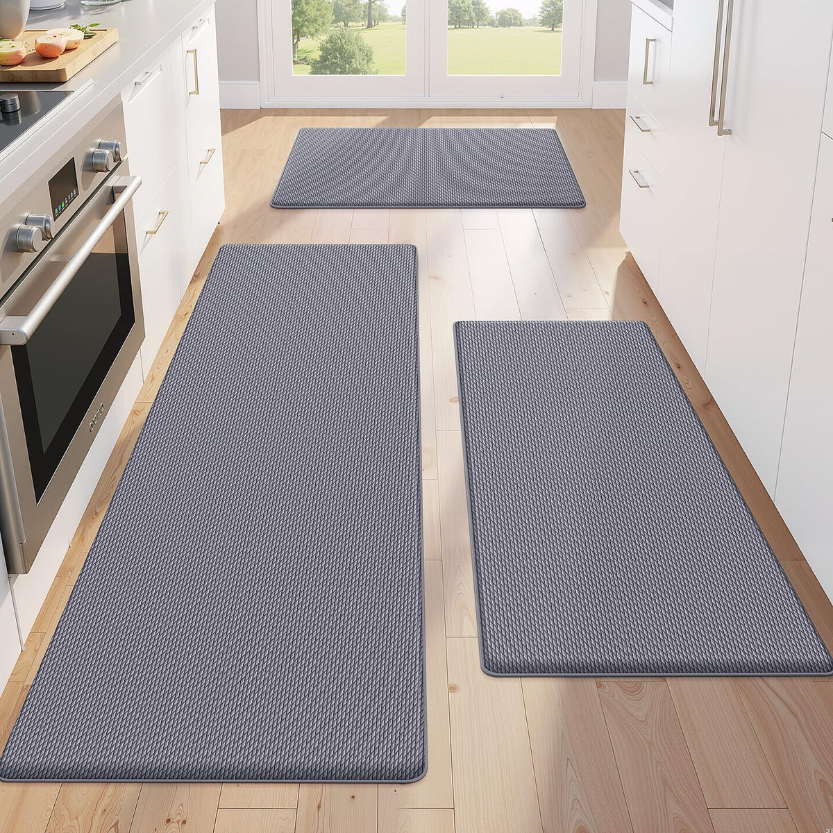 KitchenClouds kitchen mats floor 3pcs deliver cushioned comfort for extended standing.
