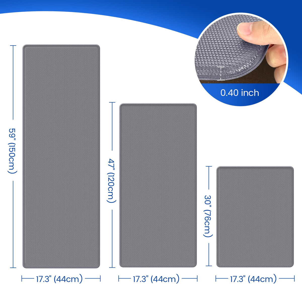 KitchenClouds non-slip backing keeps the mat secure on tile, wood, or marble surfaces.