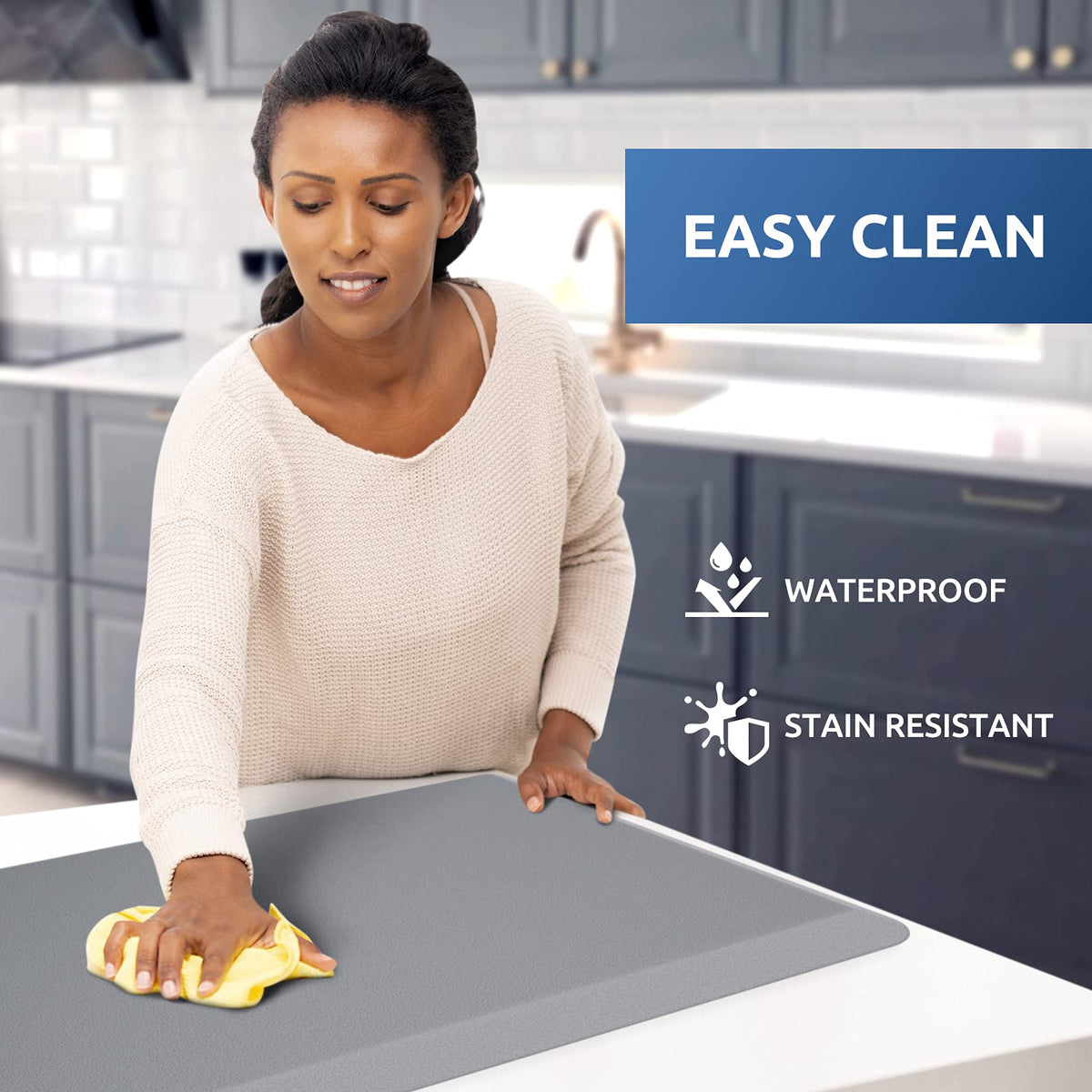 KitchenClouds non-slip bottom design helps prevent mat movement