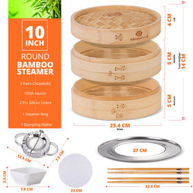 KitchenCrust stainless steel steamer ring with bamboo basket setup