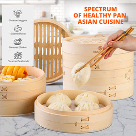 KitchenCrust vegetables steaming in a two-tier basket for healthy meals