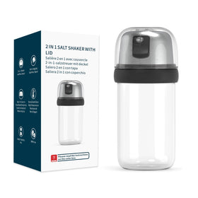 KITCHENDAO 2-in-1 glass salt shaker with side-spout for easy pouring.