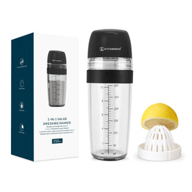 KITCHENDAO 2-in-1 dressing bottle with built-in juicer for fresh citrus.