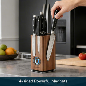 KITCHENDAO acacia wood block with weighted stainless base for stability