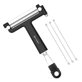 KITCHENDAO adjustable wire cheese slicer front view; durable aluminum design supports smooth, even cheese slices.