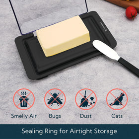 KITCHENDAO airtight seal preserves butter freshness and blocks dust.