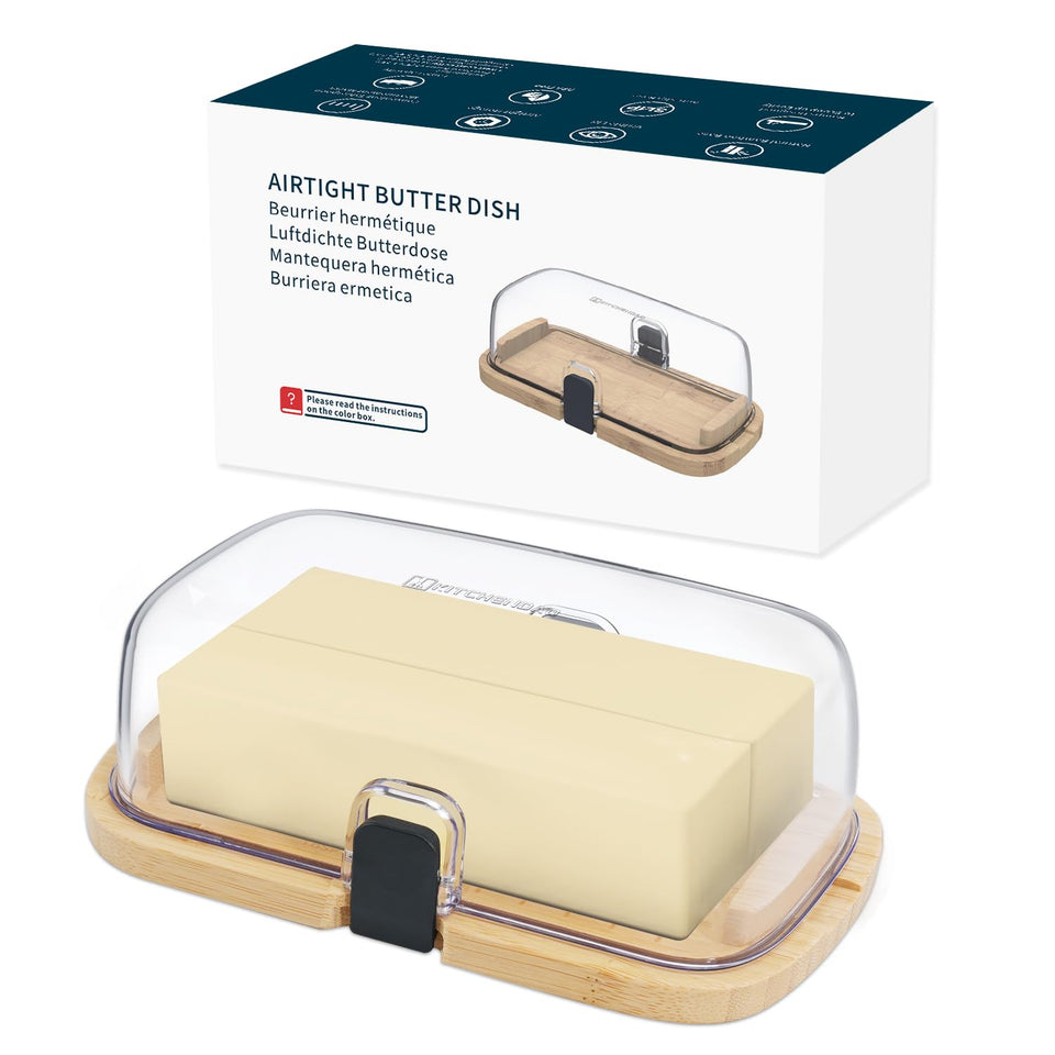 KITCHENDAO bamboo butter dish with large capacity for two sticks
