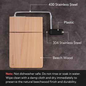 KITCHENDAO beech wood cheese slicer shows natural grain and durable design.