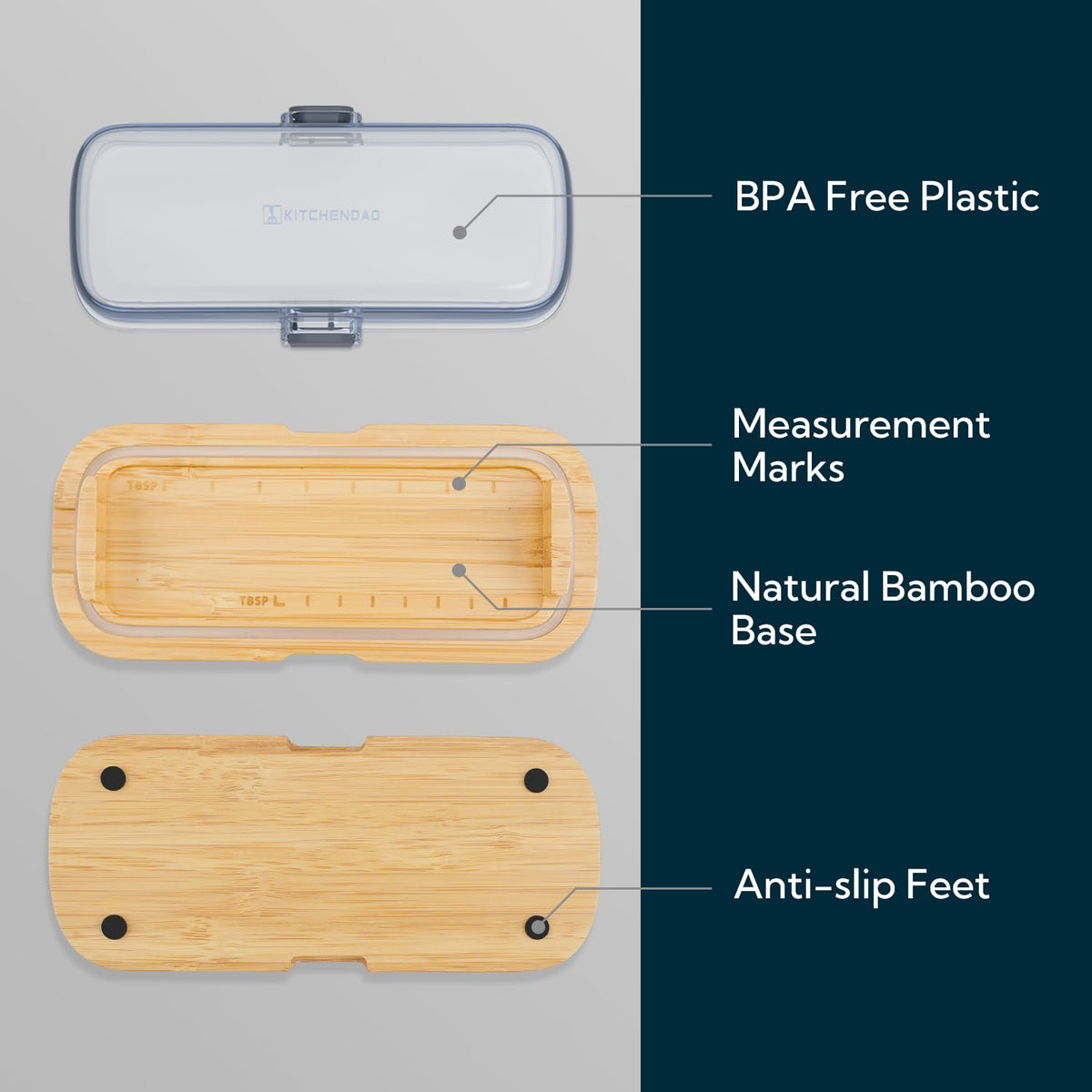 KITCHENDAO anti-slip base stabilizes the dish on countertops