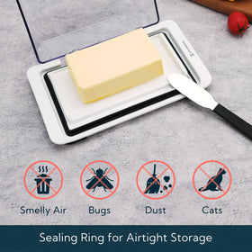 KITCHENDAO butter keeper shows built-in knife stored neatly.
