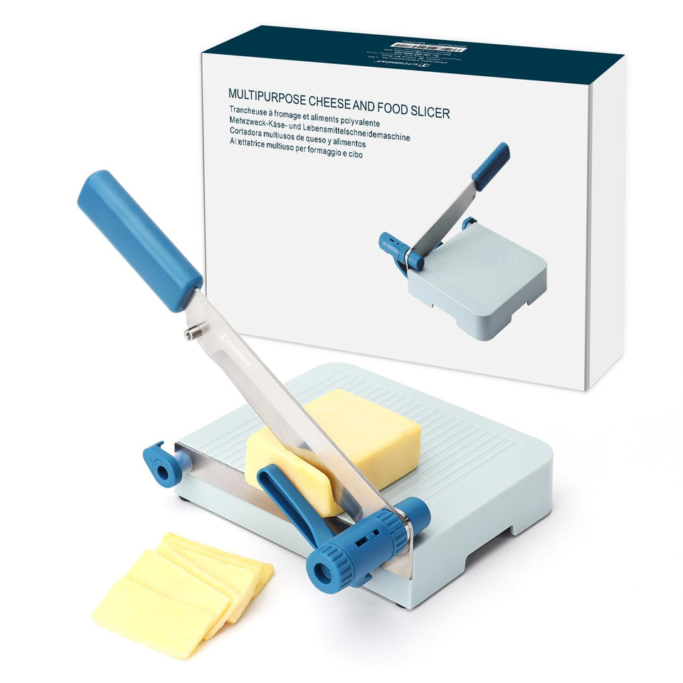 KITCHENDAO cheese slicer with board assembly for precise cheese portions.