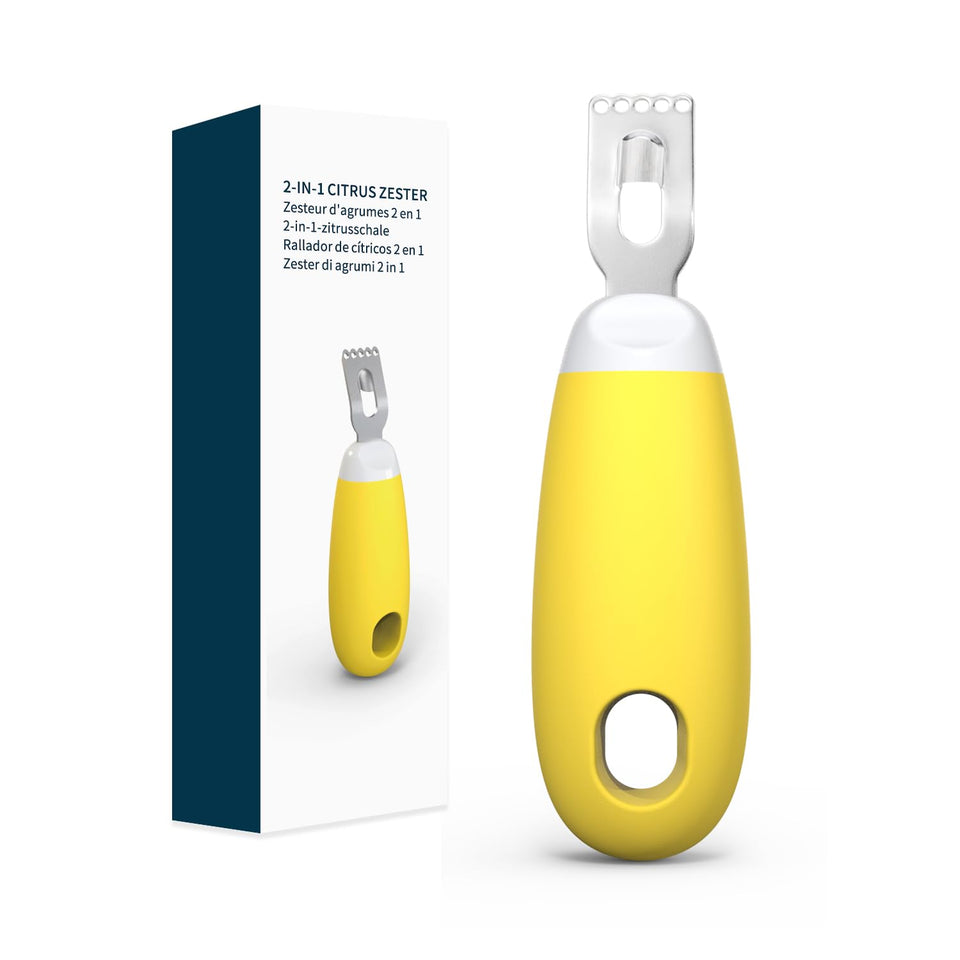KITCHENDAO citrus zester with five sharp holes for fast zesting.