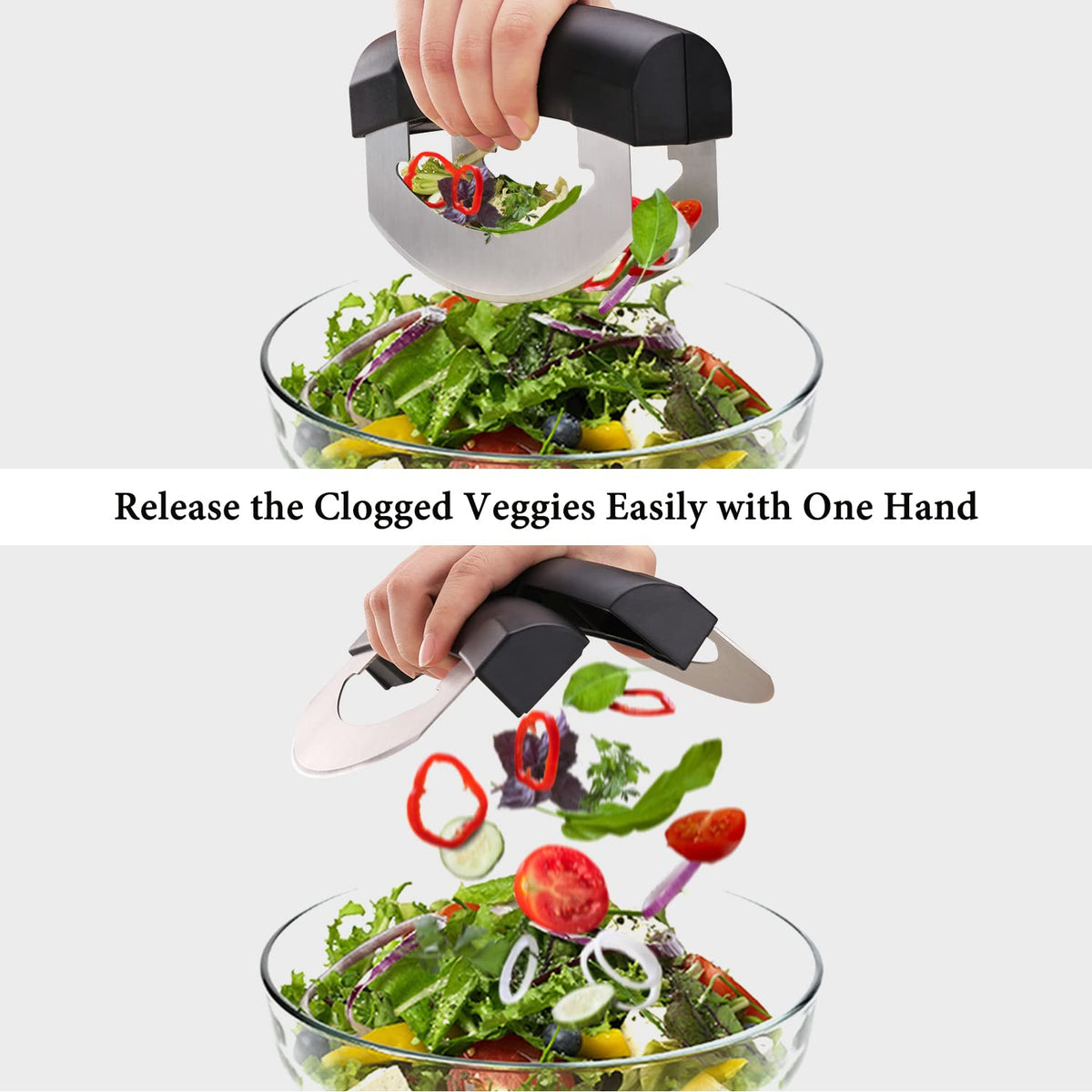 KITCHENDAO Come Apart Mezzaluna detachable handle enables easy veggie release